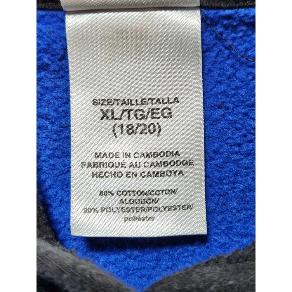 Adidas Men's Blue Black Colorblock Pullover Hoodie Logo XL